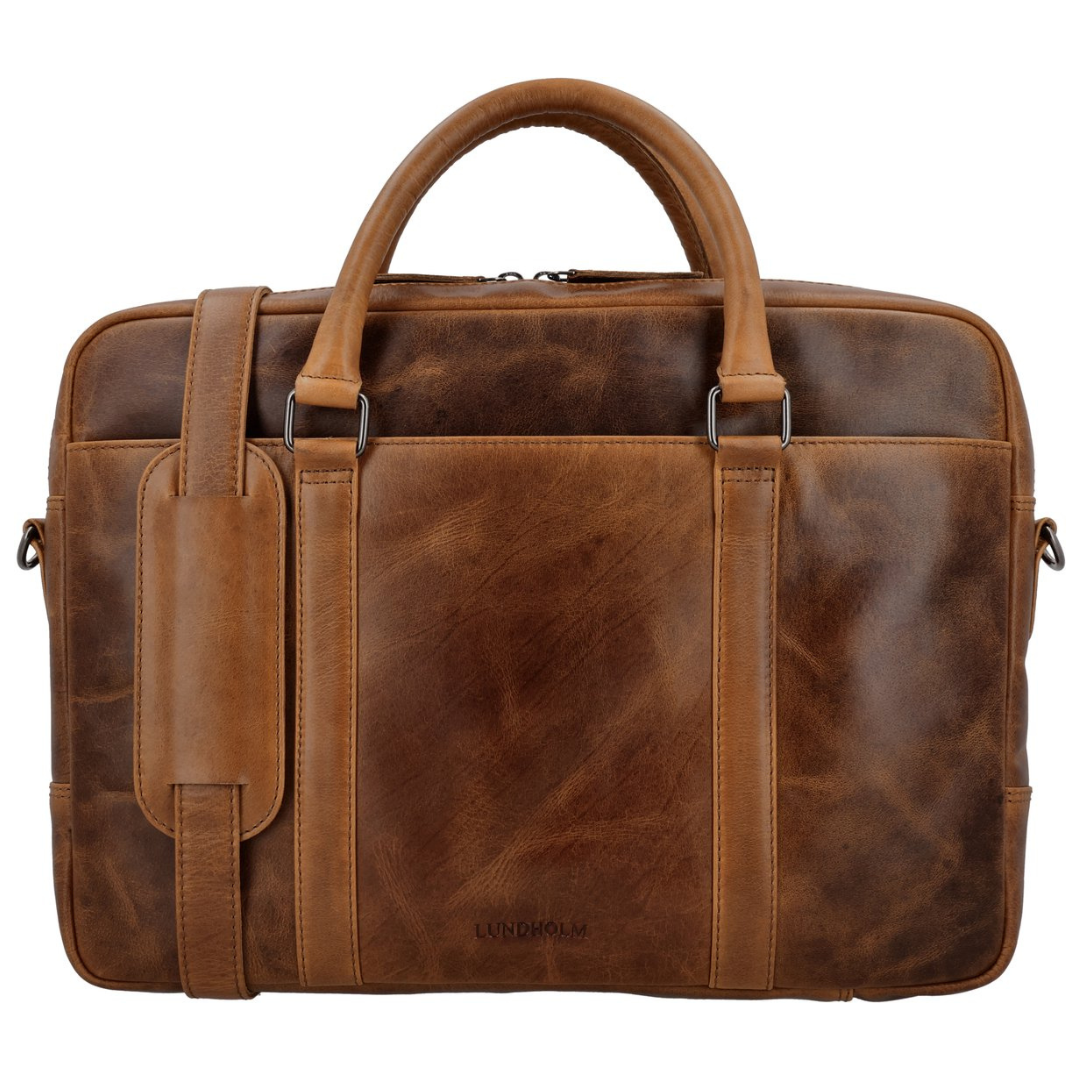 Luxe leren laptoptas 15 inch leer Bruin werktas schoudertas mannen aktetas - Werktas mannen echt leer - Luxe - Cognac
