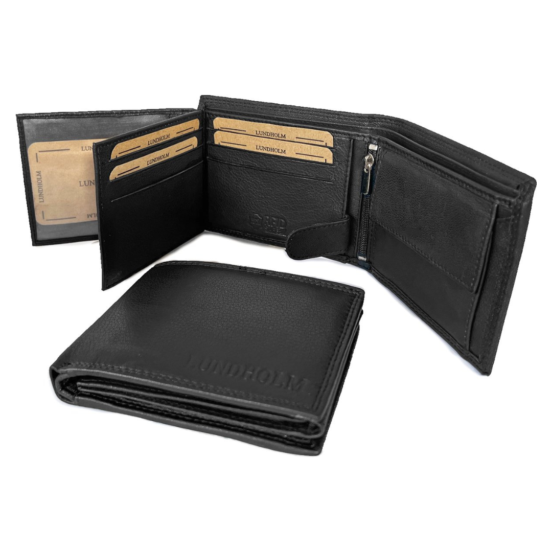 Leren portemonnee heren zeer soepel nappa leer - billfold model zwart met RFID anti-skim bescherming
