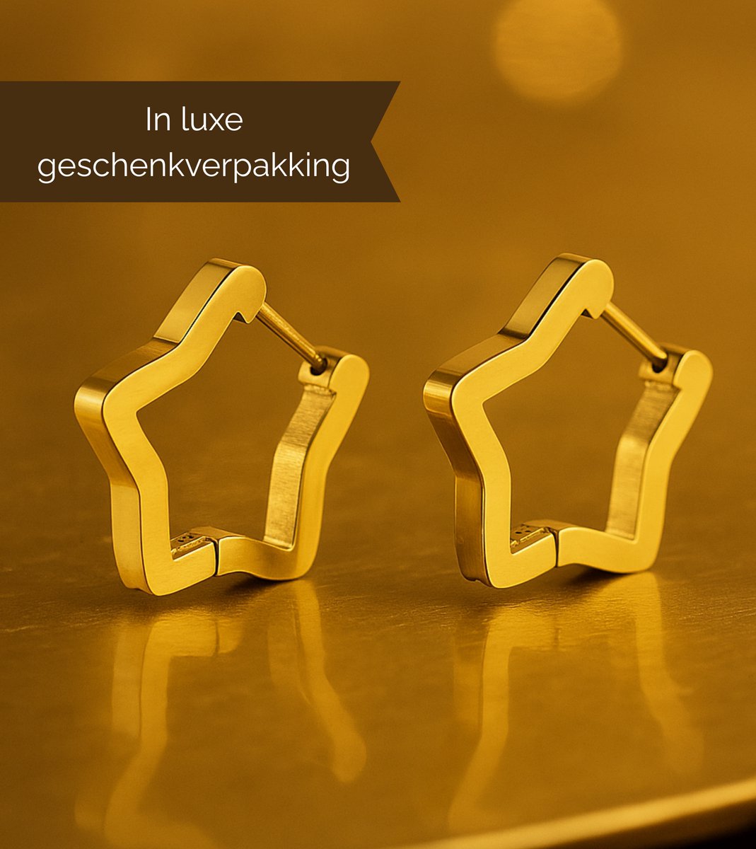Luxe Ster Oorbellen Dames Goudkleurig - Premium Stainless Steel Waterproof