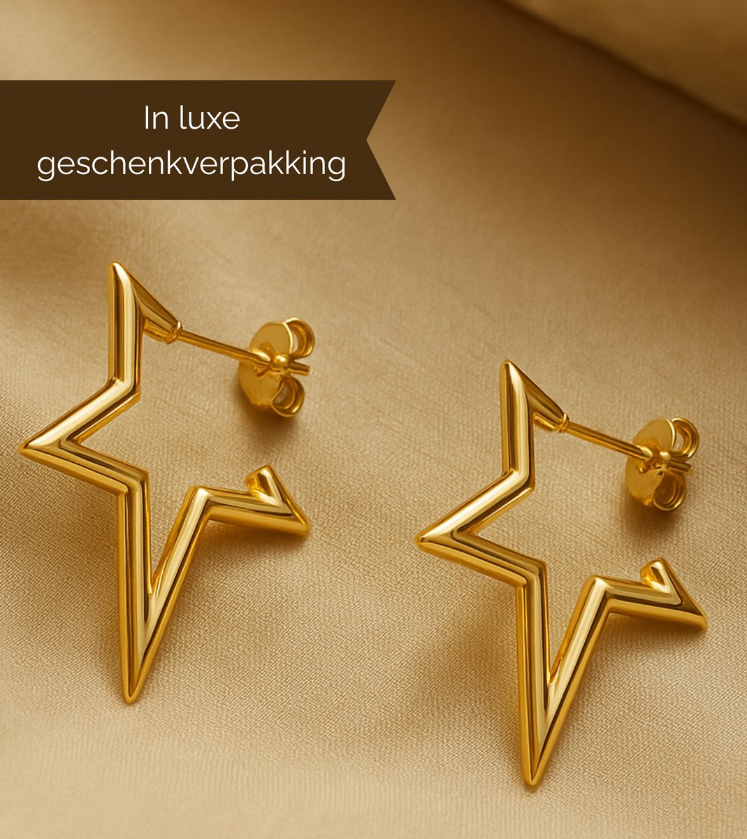 Luxe Oorbellen Dames Goudkleurig Ster - Hypoallergeen & Waterproof - Premium Stainless Steel