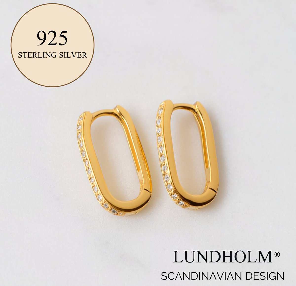 925 Sterling Zilver Vergulde Luxe Oorbellen Dames Zirkonia - Rechthoekig