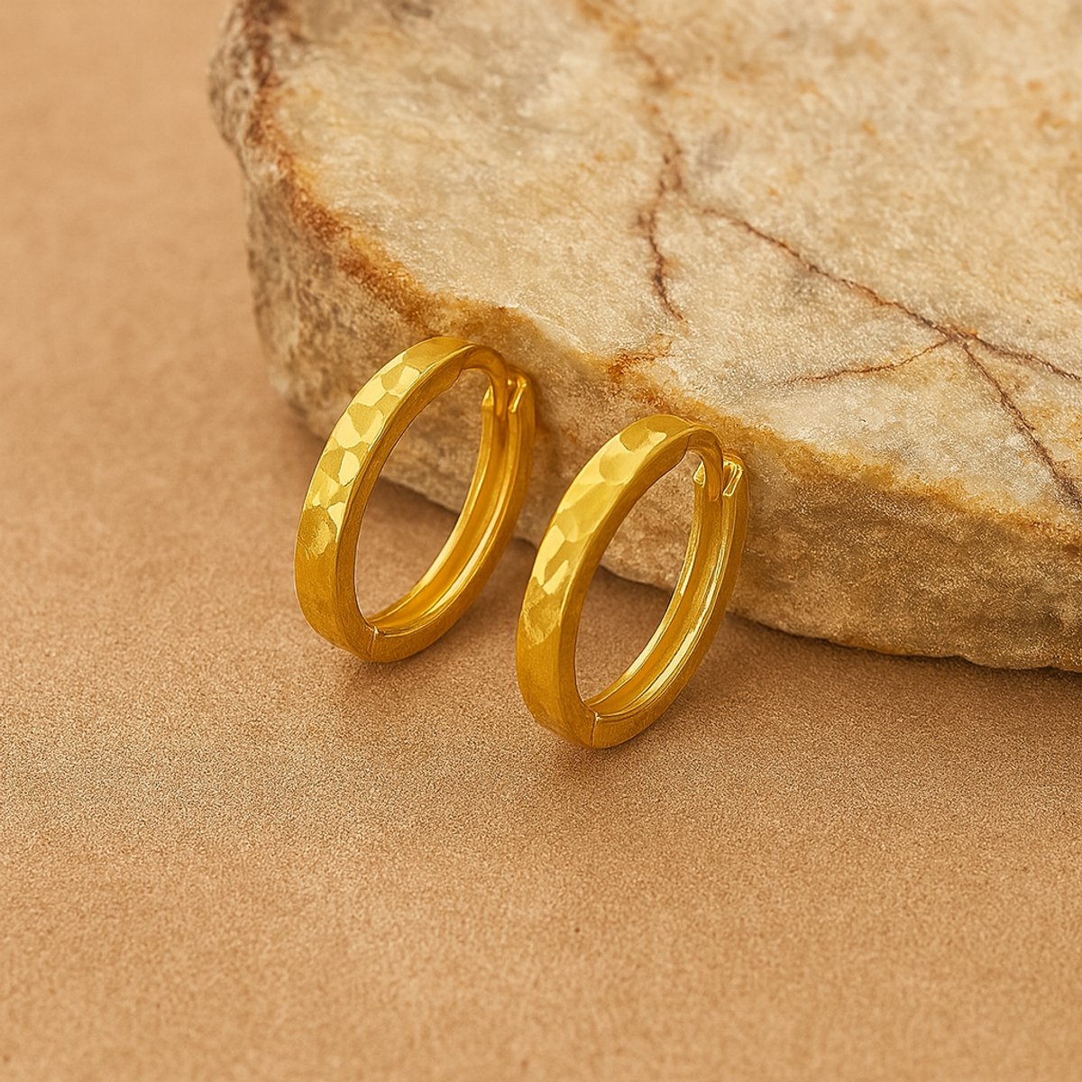 Tijdloze 925 Sterling Zilveren Goudkleurige Oorringen - Kleine oorbellen geometrisch