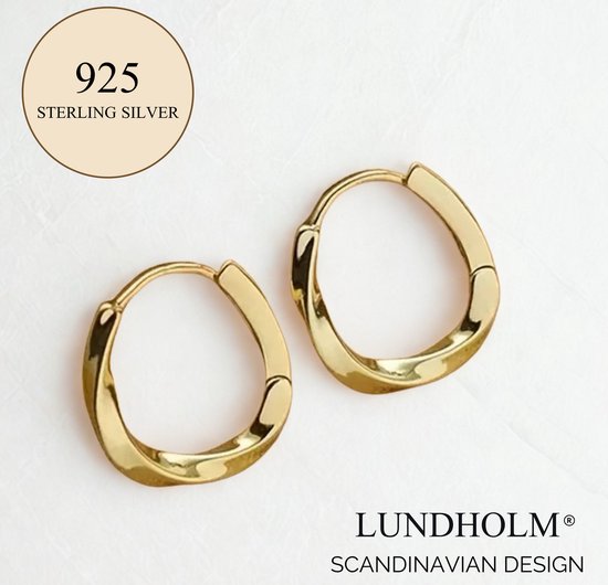 925 Sterling Zilveren Geometrische Oorbellen Dames Hoops Goudkleurig