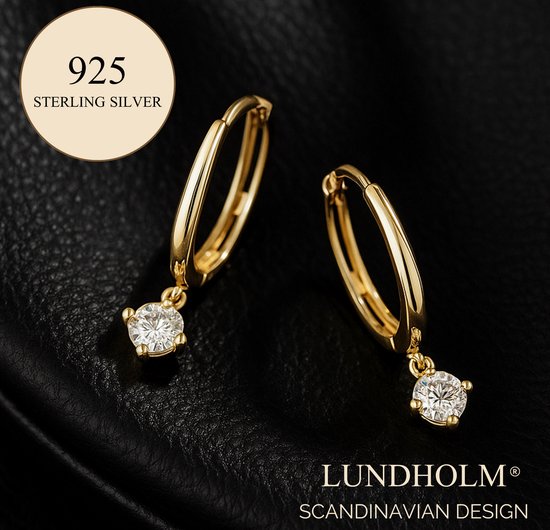 925 Sterling Zilveren Gold Plated Hoops met Sprankelende Zirkonia