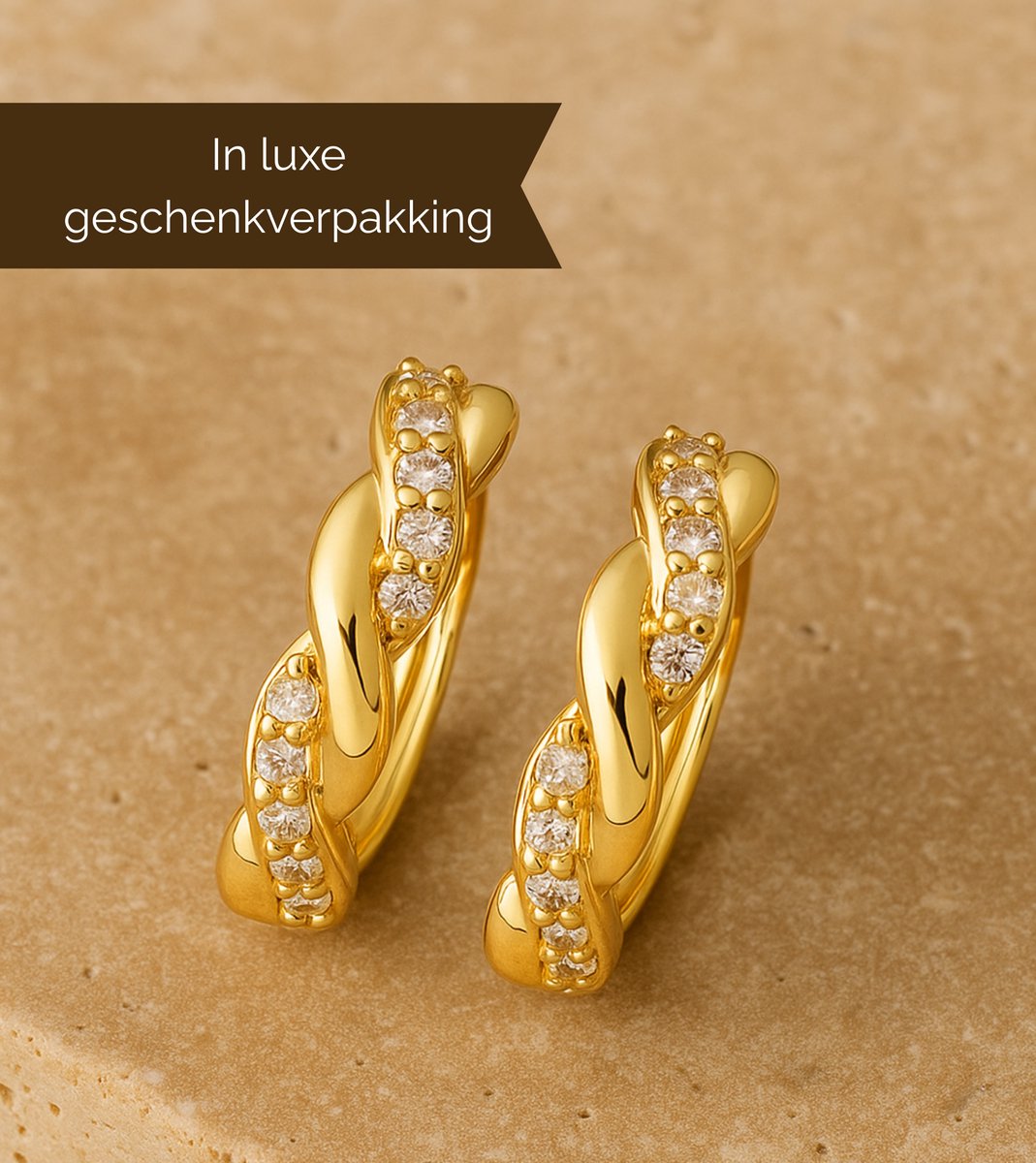 925 Sterling Zilver Vergulde Luxe Zilveren 925 Oorbellen Dames Zirkonia - Goudkleurige Oorbellen Minimalistisch Geometrisch Design