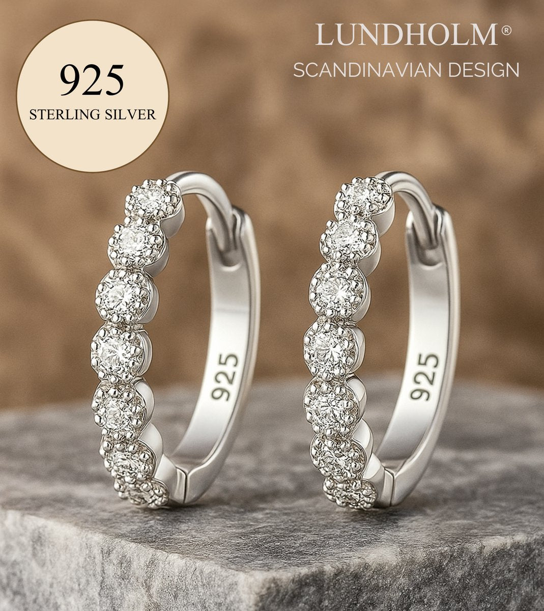 925 Sterling Zilver Kleine Oorringen Dames - Met Zirkonia Steentjes