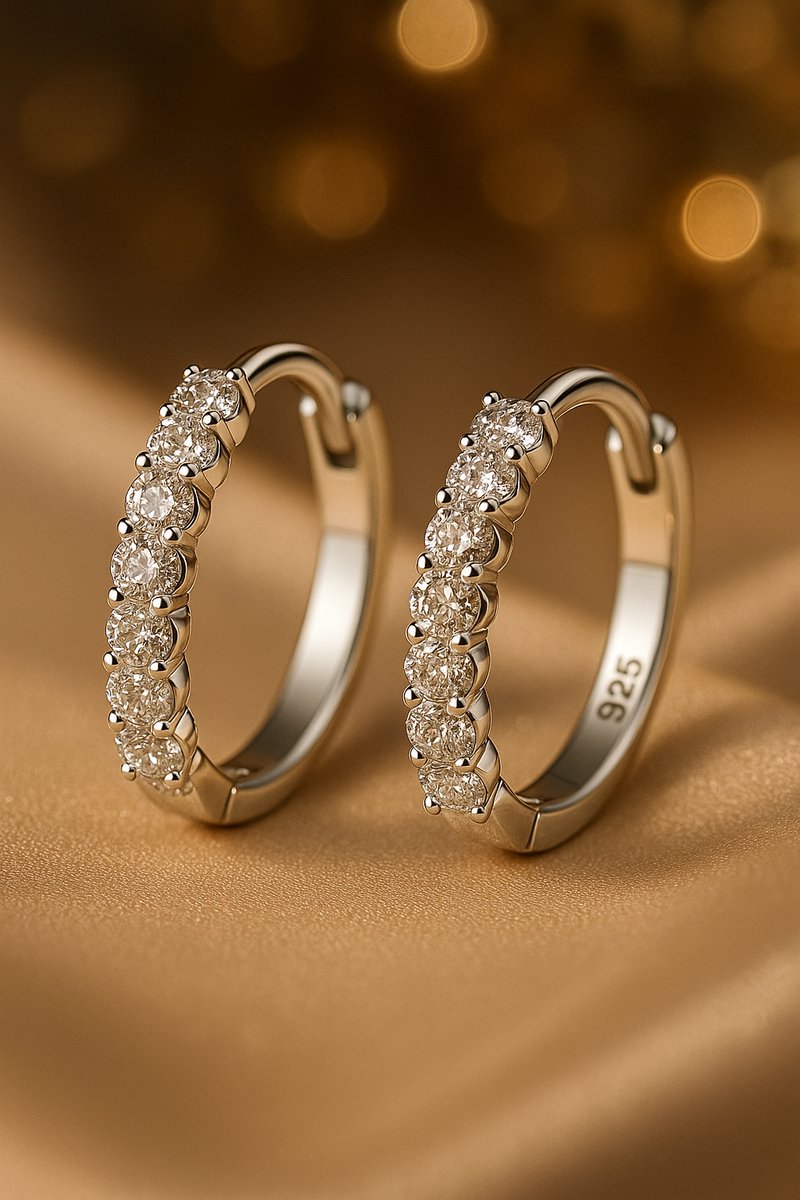 925 Sterling Zilver Kleine Oorringen Dames - Met Zirkonia Steentjes
