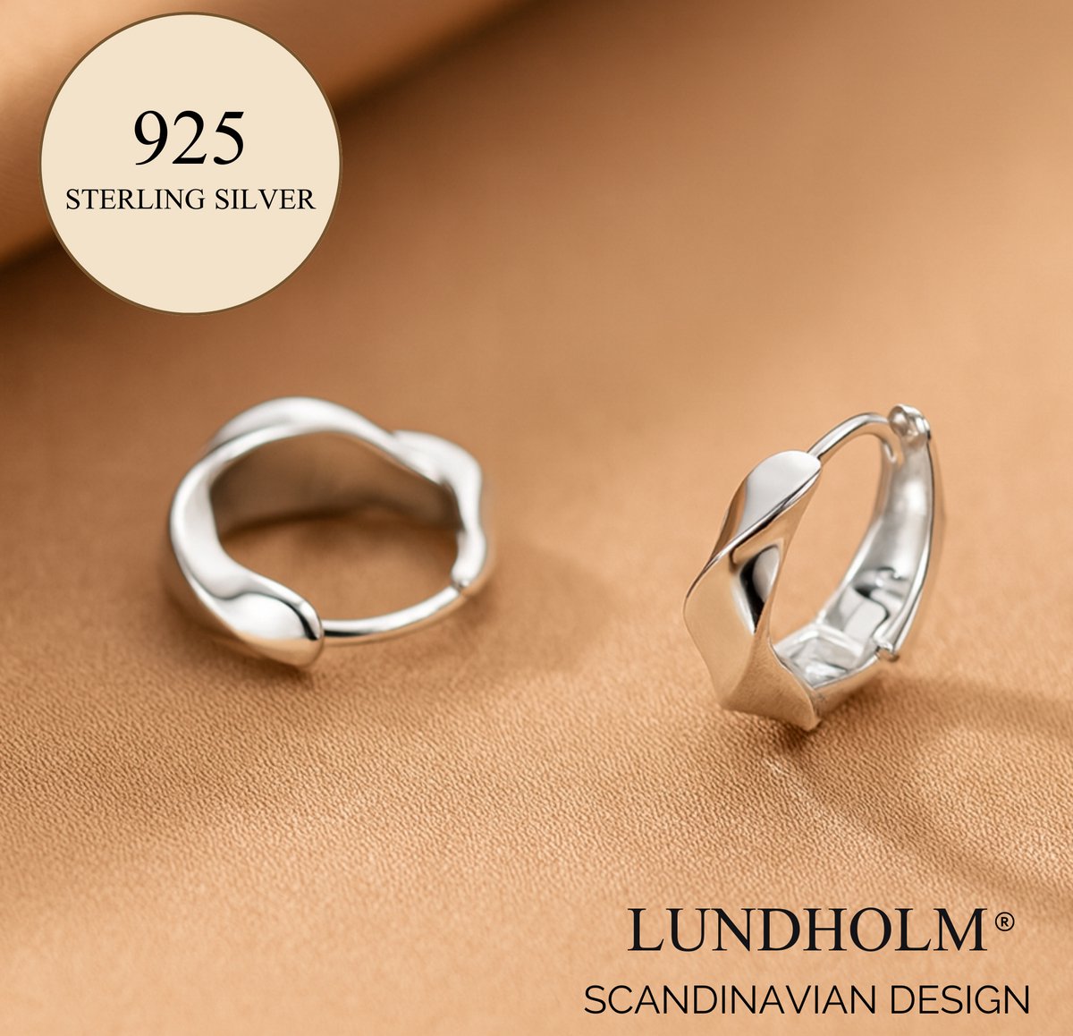 Luxe Sculpted 925 Zilveren Hoops - Geometrische Oorbellen Klein