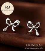 925 Sterling Zilver Luxe Oorbellen Dames - Zilveren Oorknopjes Strik Minimalistisch Geometrisch Design
