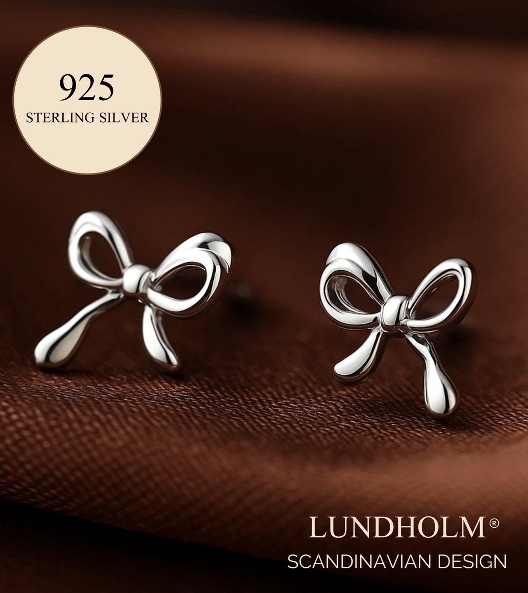925 Sterling Zilver Luxe Oorbellen Dames - Zilveren Oorknopjes Strik Minimalistisch Geometrisch Design