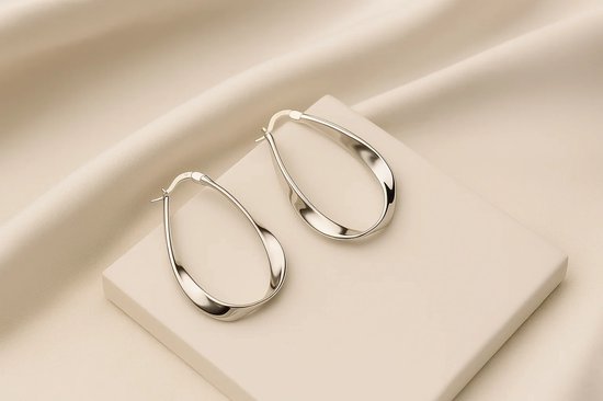 925 Zilveren Dames Sculpted Oorbellen - Geometrisch Design