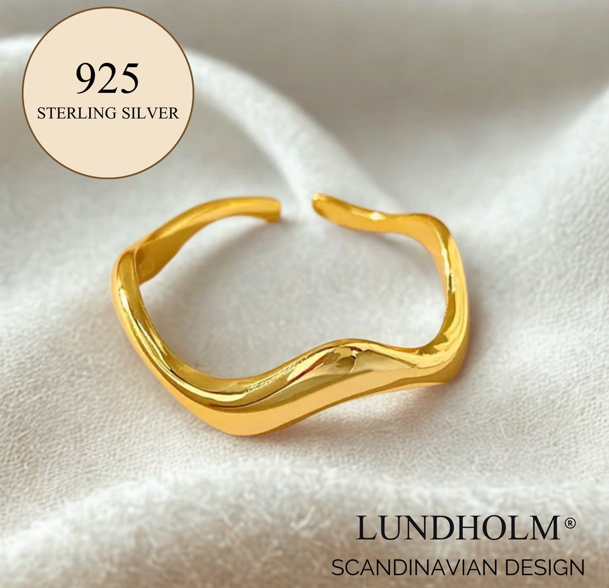 925 Sterling Zilveren Ring Dames - Geometrisch - Goudkleurig