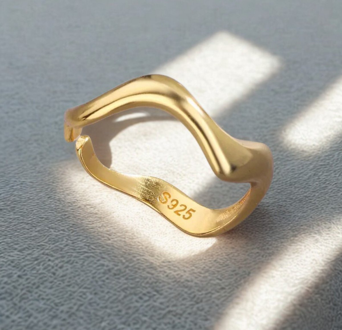 925 Sterling Zilveren Ring Dames - Geometrisch - Goudkleurig