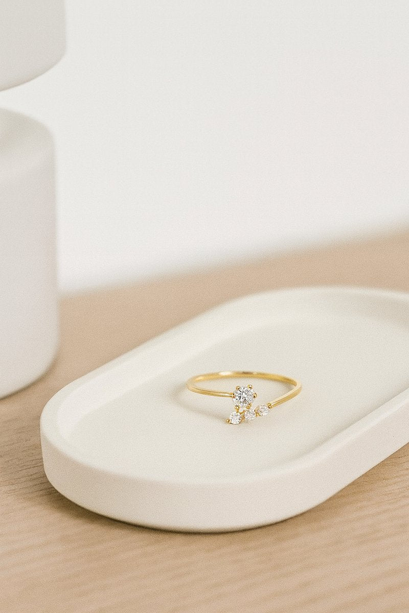 925 Sterling Zilveren Ring Gold Plated met Zirkonia Steentjes