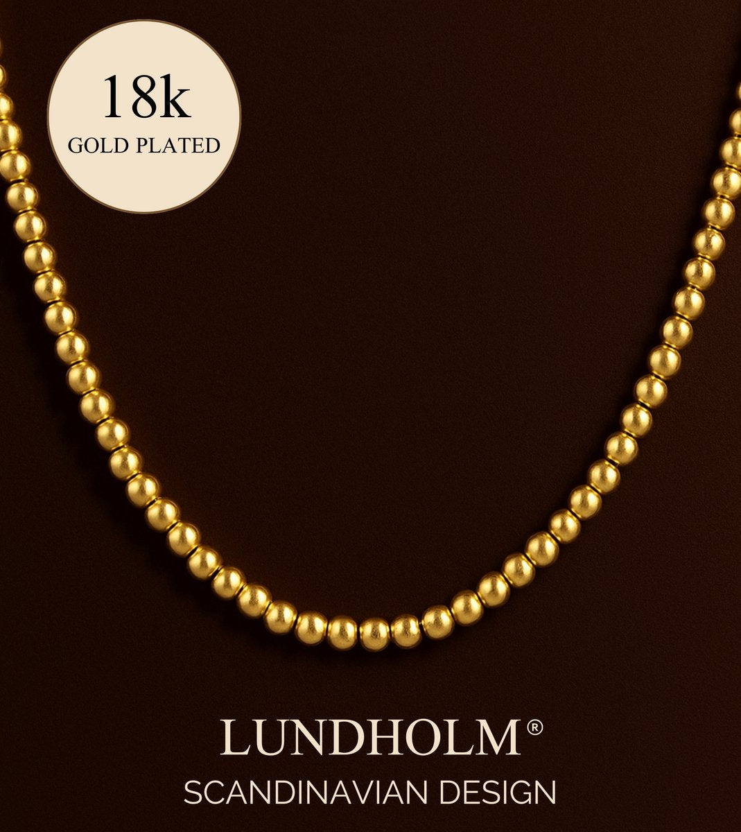 Lundholm Ketting Dames Kralen Goudkleurig – Premium Stainless Steel – Holle Kralenketting