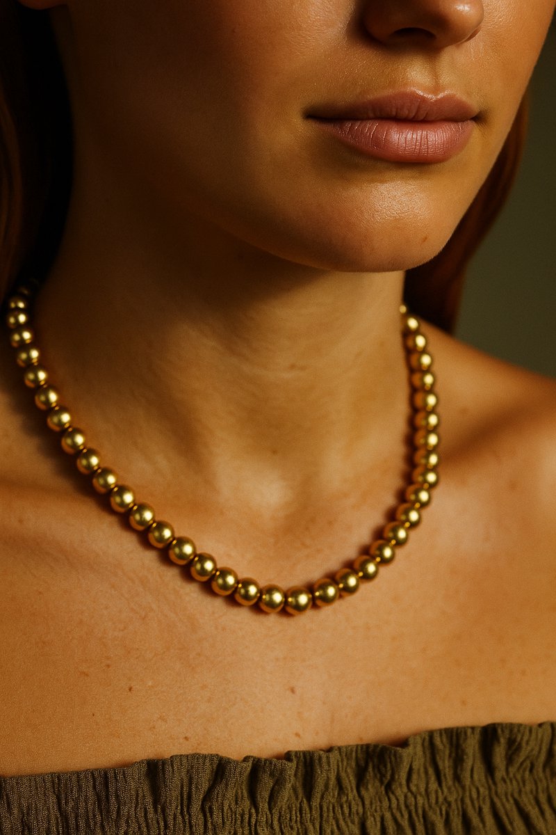 Lundholm Ketting Dames Kralen Goudkleurig – Premium Stainless Steel – Holle Kralenketting