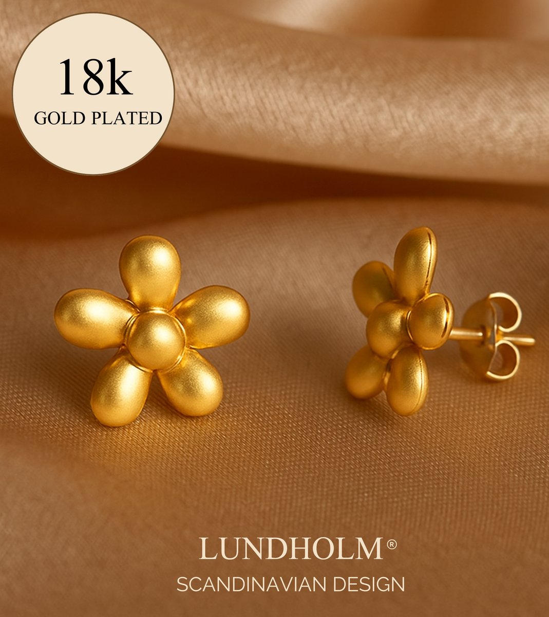 Kleine Oorbellen Verguld– Dames Goudkleurig Bloem – Premium Stainless Steel - Oorknopjes Bloemen Design Minimalistisch