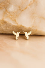 Kleine Oorknopjes Dames Goudkleurig Kolibrie – Premium Stainless Steel – Gold Plated – Elegante Vogel Oorbellen