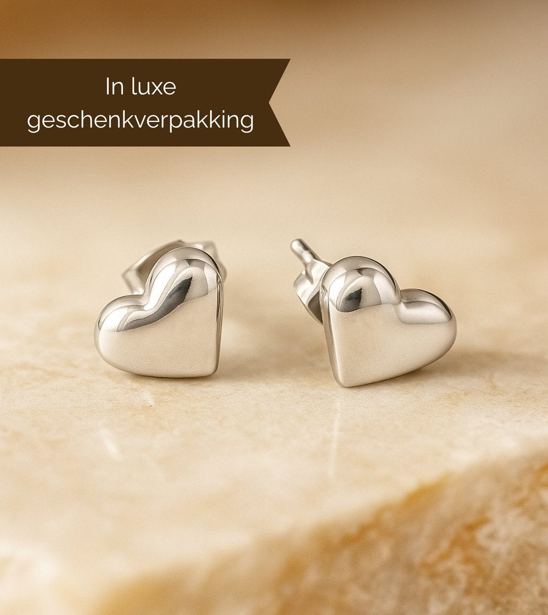 Kleine Oorknopjes Dames Zilverkleurig Hartje – Premium Stainless Steel Zilverkleurig – Kleine Massieve Hartjes