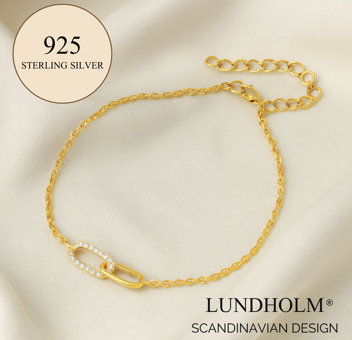 Luxe 925 Sterling Zilver - Luxe Goudkleurige Minimalistisch - Armband Dames - Met Zirkonia