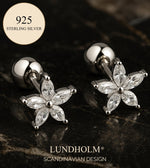 Luxe 925 Sterling Zilver Kleine Oorbellen Dames Bloem - Zilveren Oorknopjes Bloemen Design Minimalistisch
