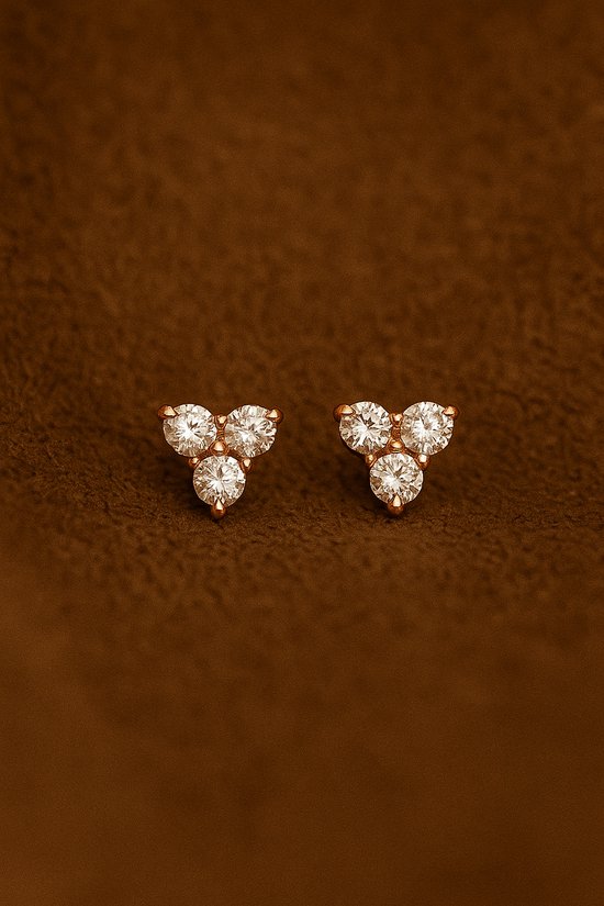 925 Sterling Zilveren Driehoek Zirkonia Oorknopjes