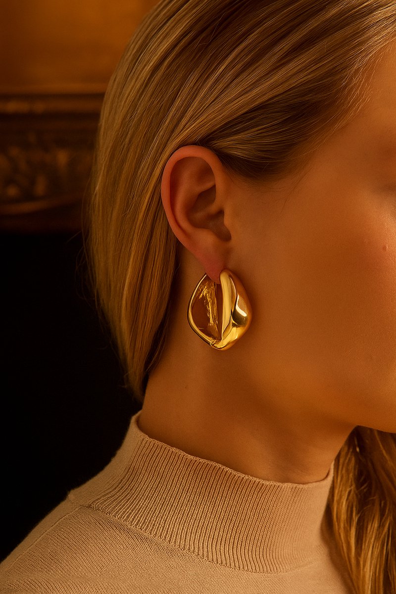 Luxe Chunky Oorbellen Dames Goudkleurig – Premium Stainless Steel – Verguld