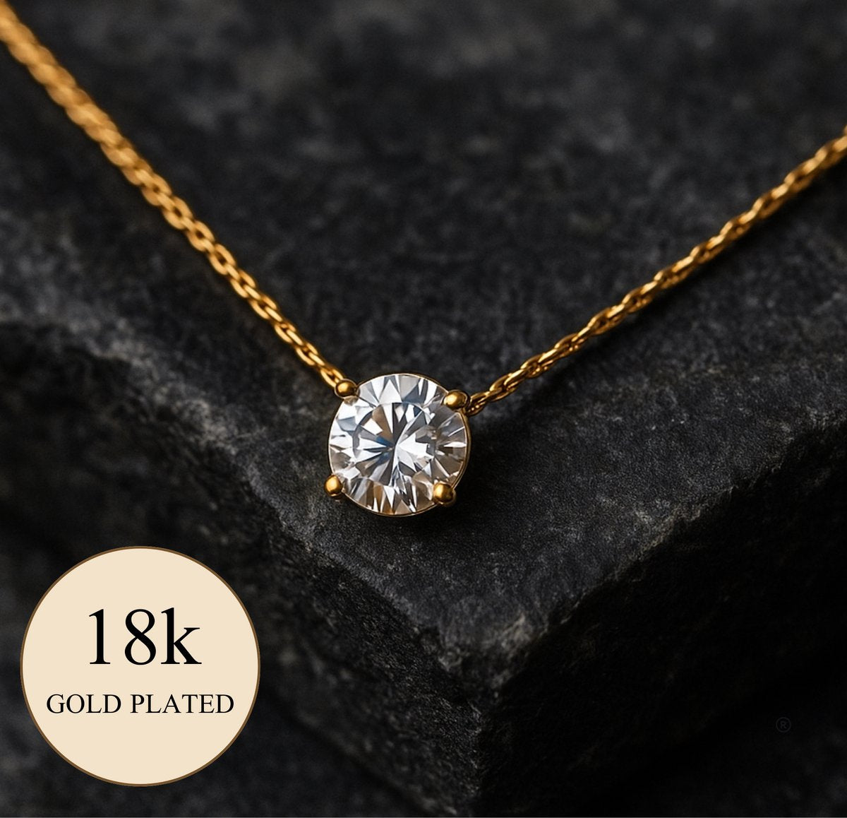 Luxe Ketting Dames Hanger Goudkleurig – Premium Stainless Steel – Minimalistisch met Zirkonia