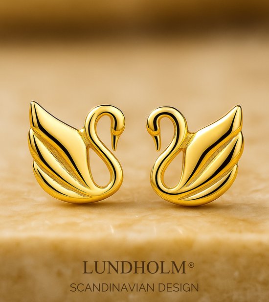 Luxe Kleine Oorknopjes Dames Goudkleurig Zwaan – 925 Sterling Zilver – Verguld – Elegante Zwaan Oorbellen Dames