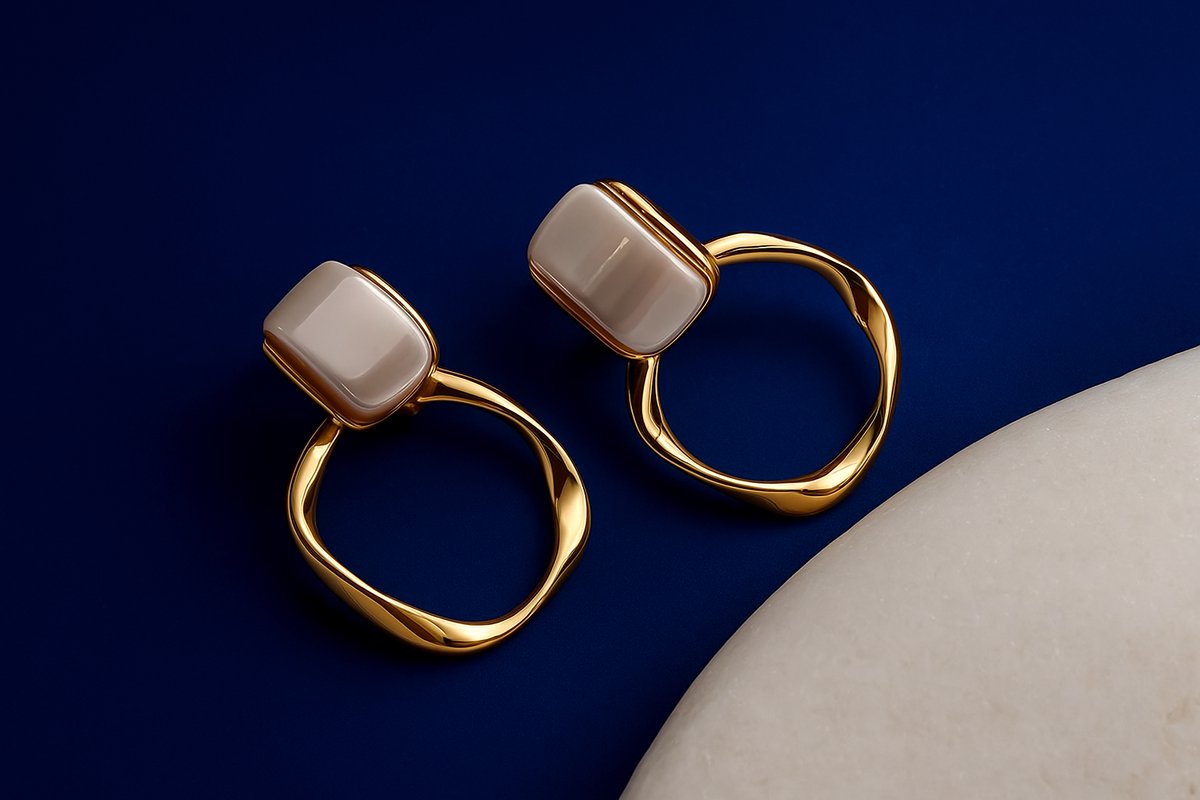 Luxe Oorbellen Geometrisch - Zilveren Oorsteker - Statement