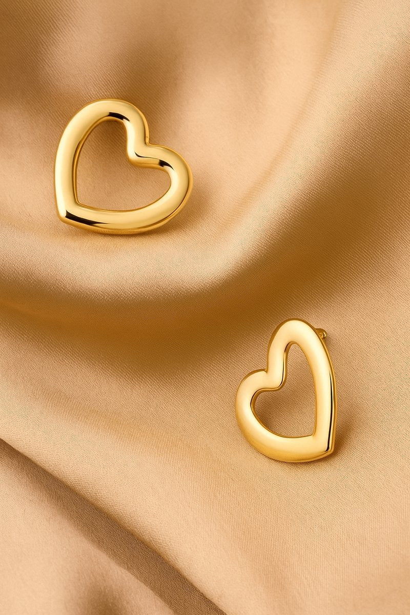 Dames Luxe Goudkleurige Statement Hart Oorbellen - Waterbestendig & Hypoallergeen