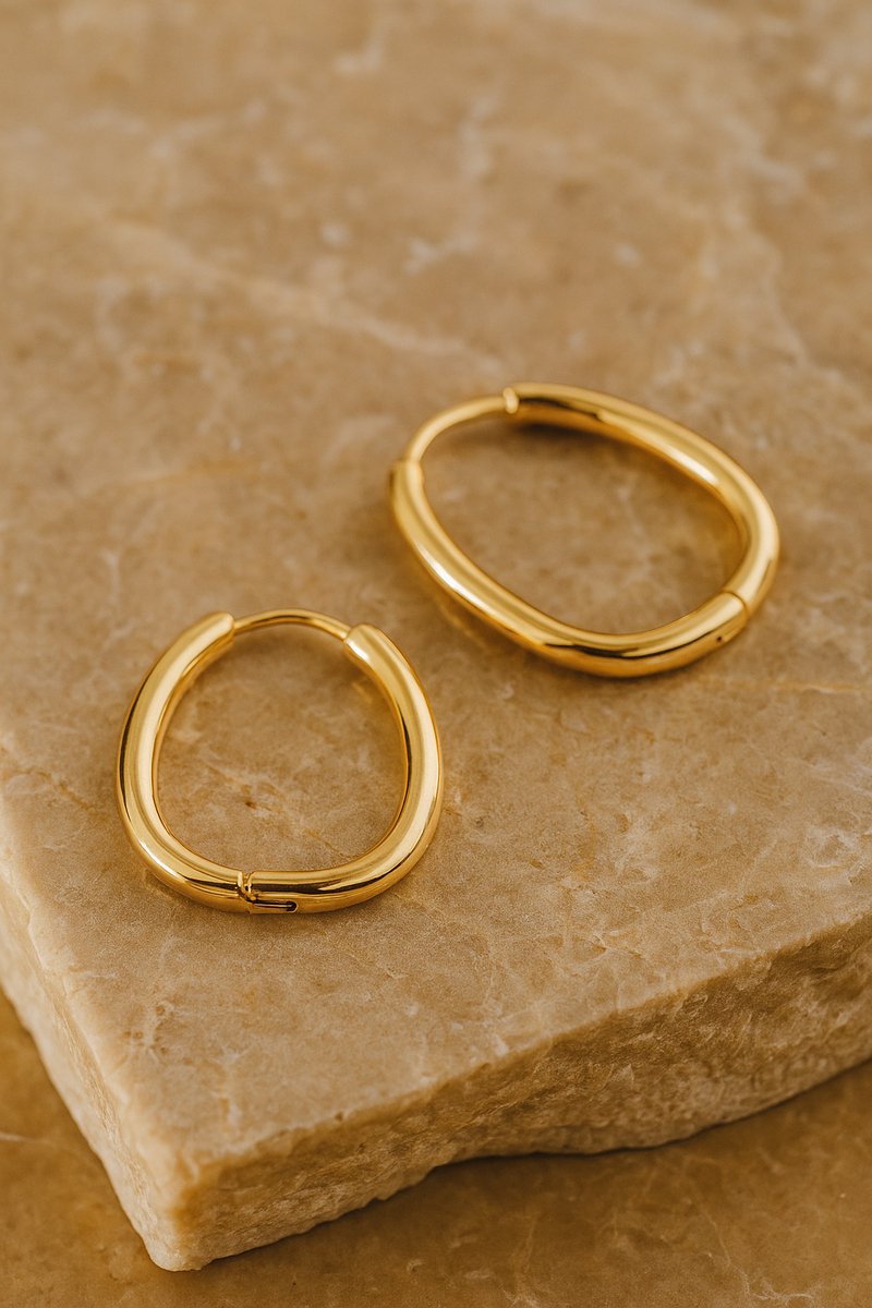 Luxe Oorbellen Dames Goudkleurig – Premium Stainless Steel Oorringen Gold PVD Plated – Geometrisch Design Elegant & Luxe – Waterproof & Hypoallergeen
