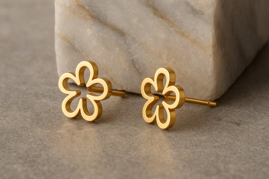 Kleine Goudkleurige Bloemen Oorknopjes - Oorbellen Bloem - Waterbestendig & Hypoallergeen