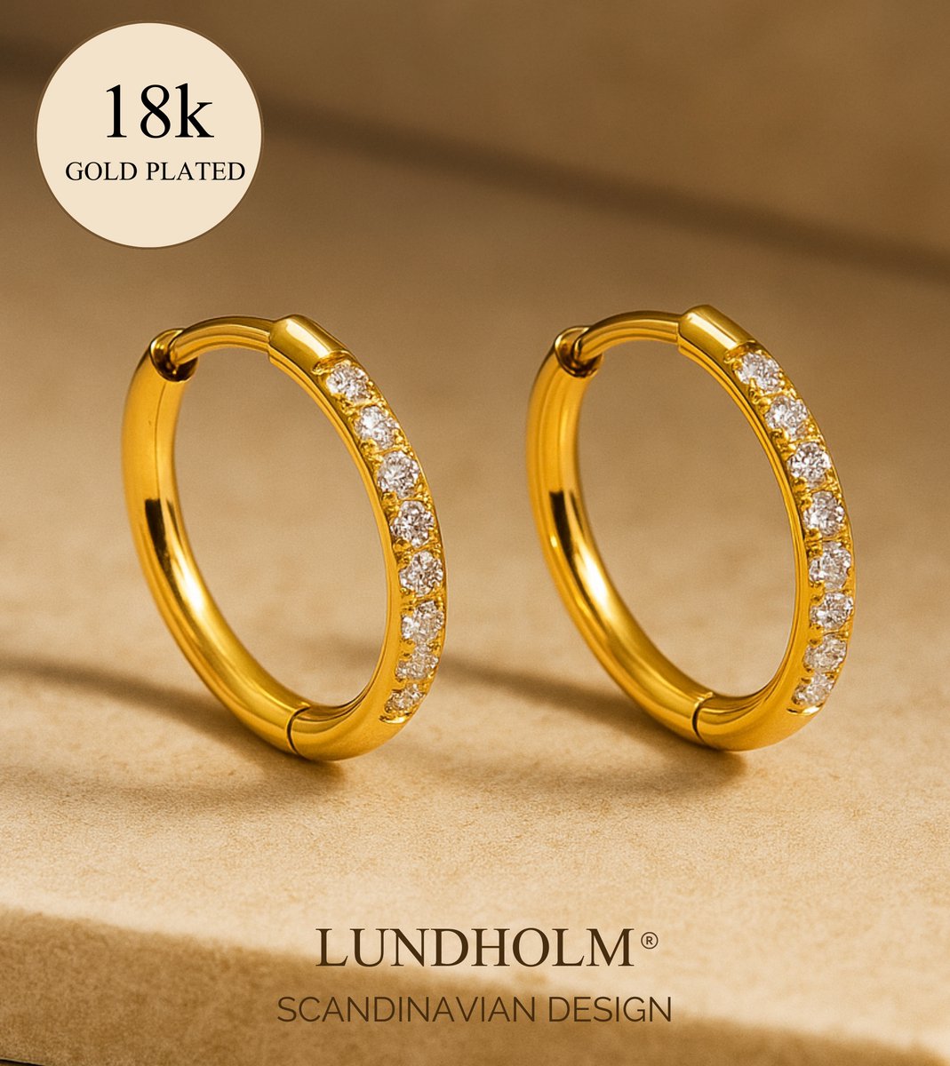 Luxe Oorringen Dames Goudkleurig Zirkonia - Hoops Gold Plated