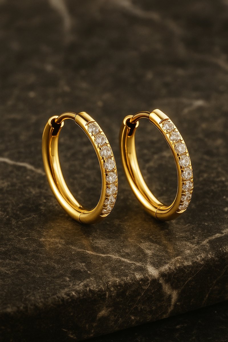Luxe Oorringen Dames Goudkleurig Zirkonia - Hoops Gold Plated
