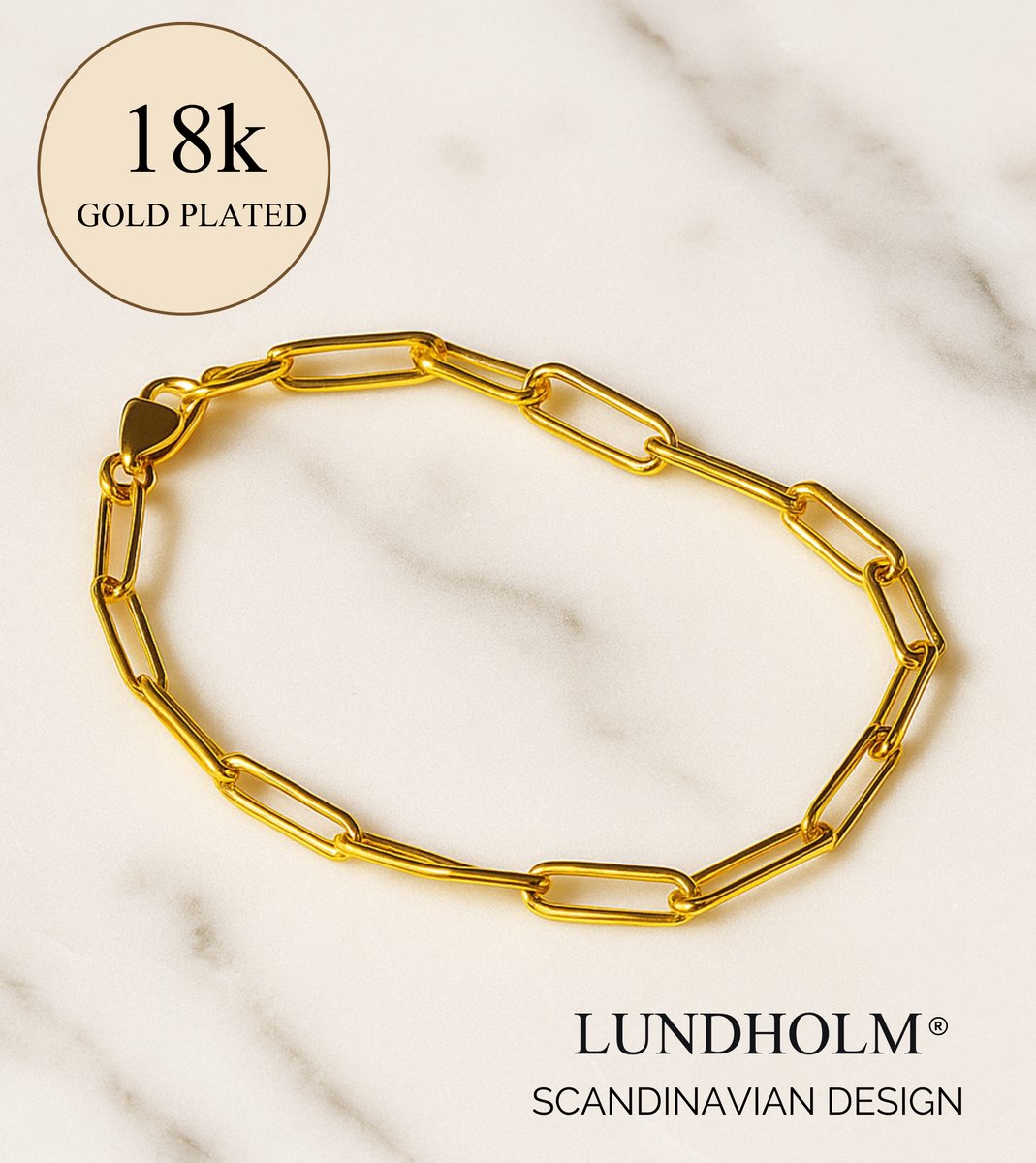 Luxe Premium Stainless Steel Gold Plated - Goudkleurige Schakel Armband Dames Paperclip