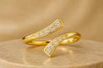 Luxe Zilveren Ring Verstelbaar – 925 Sterling Zilver – Gold Plated met Zirkonia