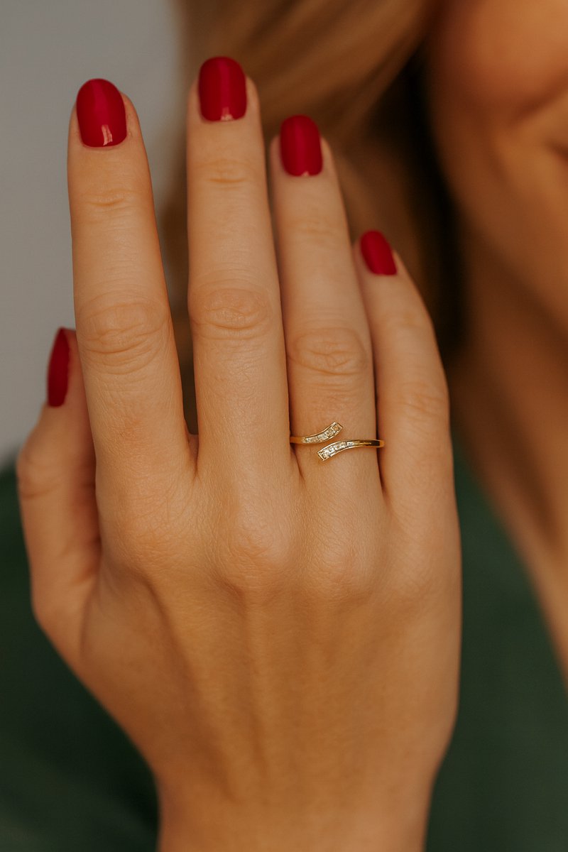 Luxe Zilveren Ring Verstelbaar – 925 Sterling Zilver – Gold Plated met Zirkonia