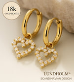 Oorbellen Dames Goudkleurig Zirkonia Hartjes Hangers - Premium Stainless Steel