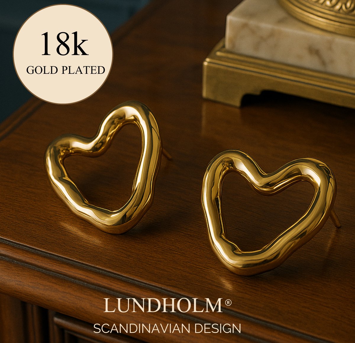 Oorbellen Hartjes - Geometrische Design Chunky - Premium Stainless Steel luxe Oorbellen Goudkleurig Gold Plated