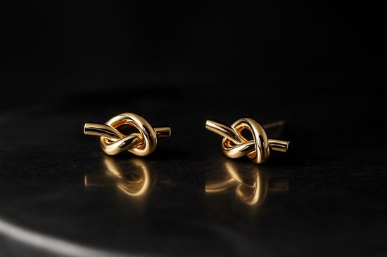 Luxe Knoop Oorknopjes Dames Goudkleurig - Waterproof & Hypoallergeen