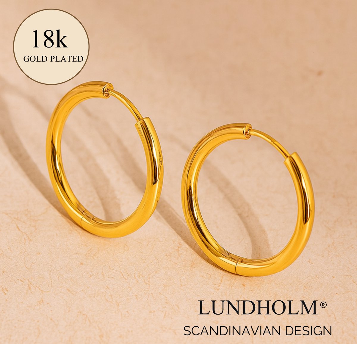Dames Luxe Gold Plated Hoops 2.5 cm Oorbellen Goudkleurig - Waterproof & Hypoallergeen - Oorringen