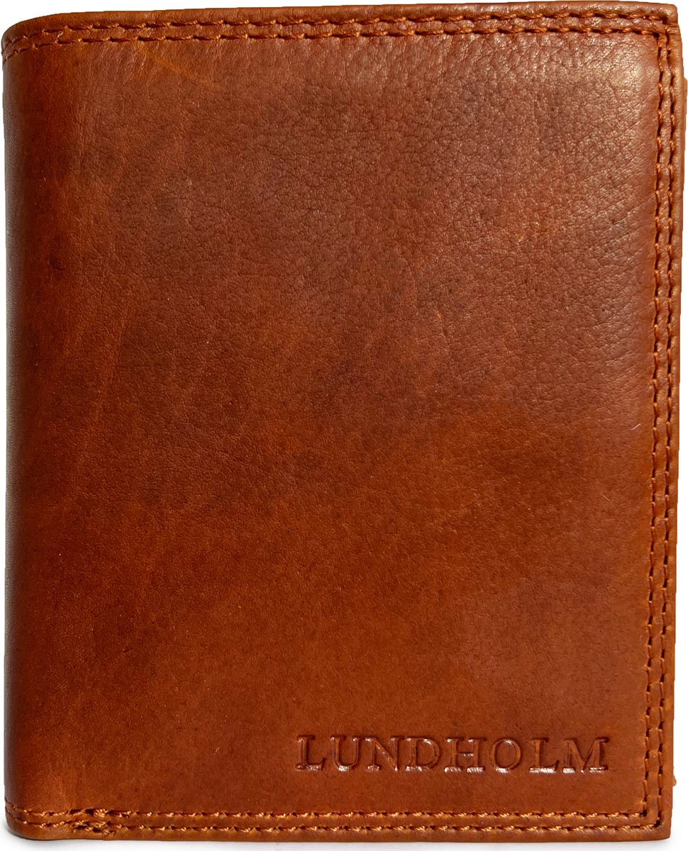 Lundholm Portemonnee heren luxe leer RFID anti-skim - Billfold Cognac