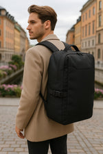 Lundholm Rugzak Underseater 40x30x20 - Rugtas Travel Laptoptas 15.6 inch met TSA slot - Reizen Handbagage Koffer als Rugtas - Maximale Inhoud - Cabin Approved - Scandinavisch Design Zwart