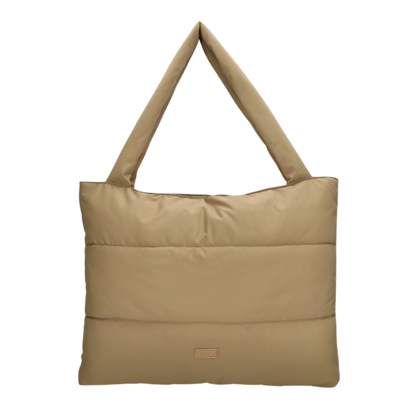 Tas Dames Puffer shopper groot Nylon - Schoudertas dames gewatteerde tas - tassen dames shopper - Taupe - vrouwen cadeautjes - Scandinavisch Design - Nykroppa serie