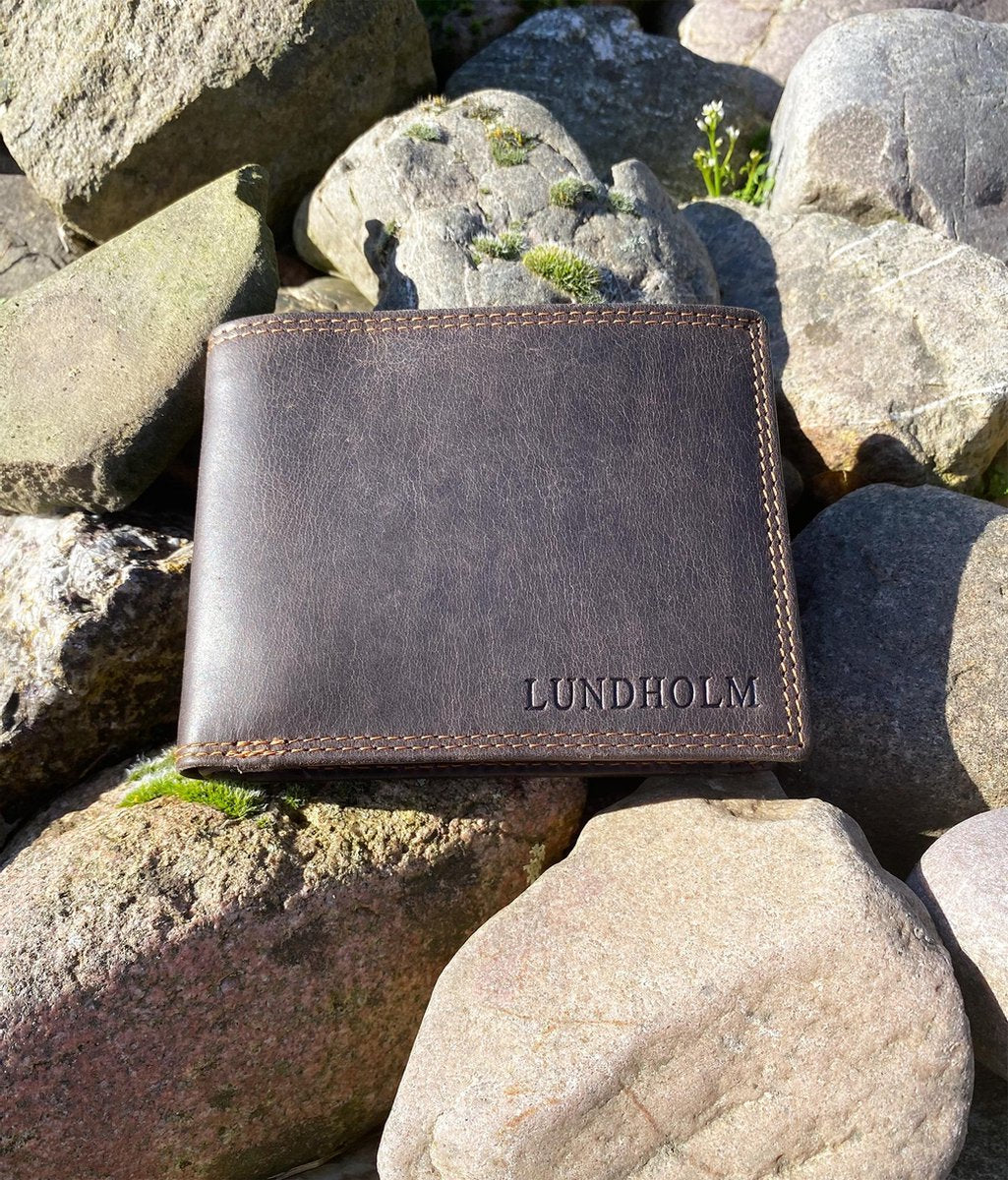 Leren portemonnee heren leer portefeuille heren - RFID anti-skim - Donkerbruin Hunter luxe Leer