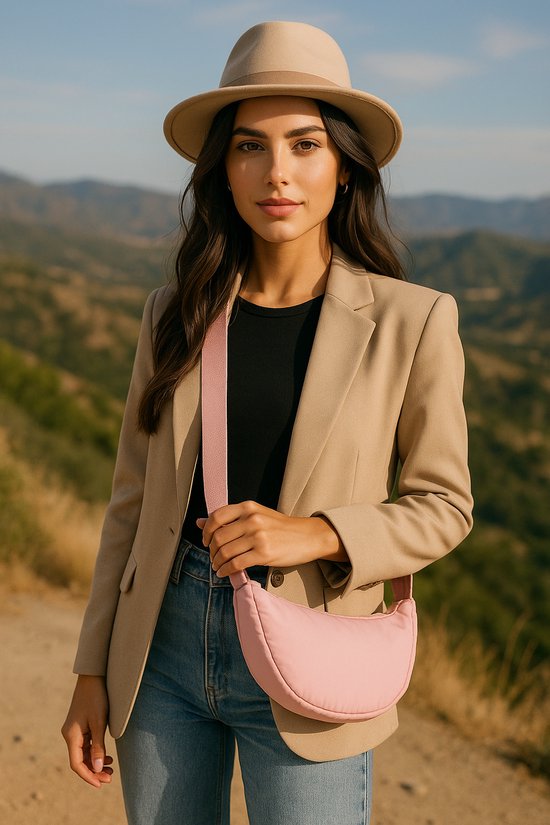 Heuptasje dames roze banana bag - crossbody tasje festival - Fanny pack roze