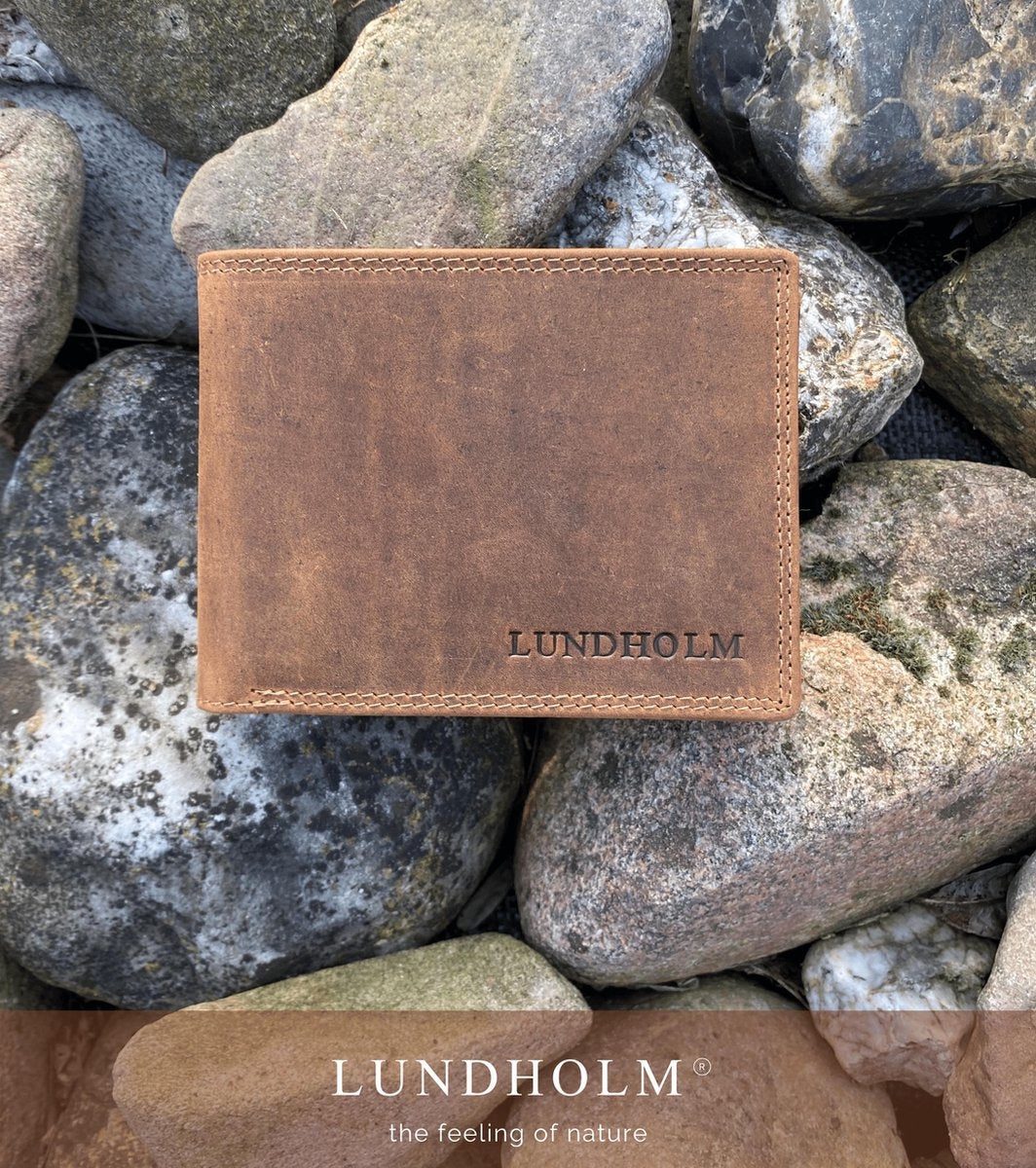 Lundholm leren portemonnee heren leer bruin hunter leer - portefeuille heren - hoogwaardig leer in compact, dun formaat