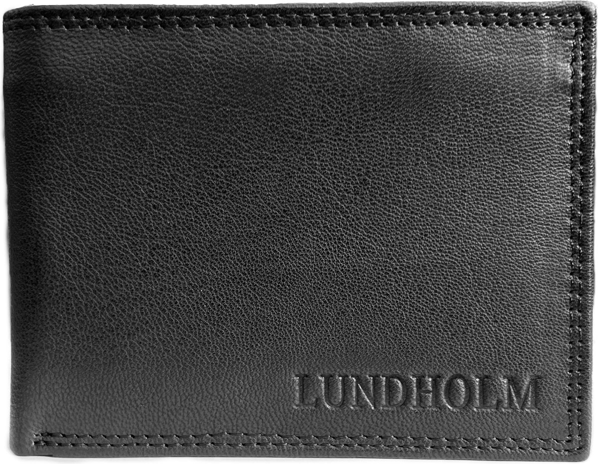 Leren portemonnee heren zeer soepel nappa leer - billfold model zwart met RFID anti-skim bescherming