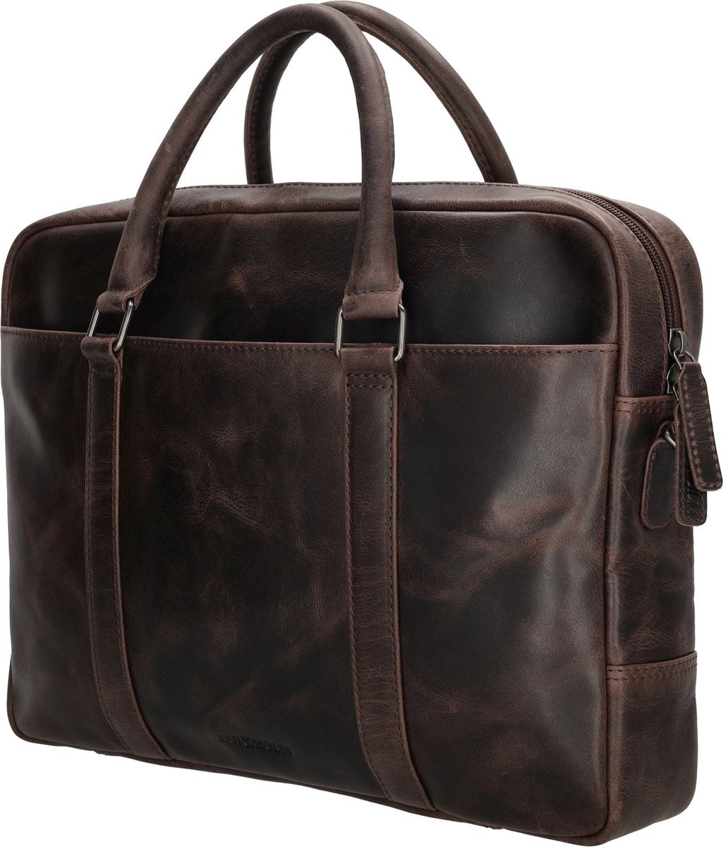 Luxe leren laptoptas 15 inch leer Bruin werktas schoudertas mannen aktetas - Werktas mannen echt leer
